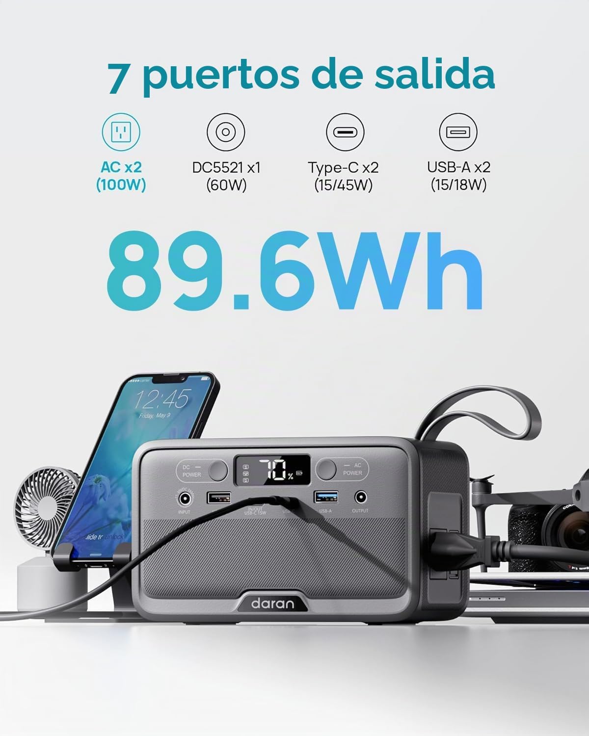 Estación de energía portátil LiFePO4 de 28,000 mAh, batería de 100...