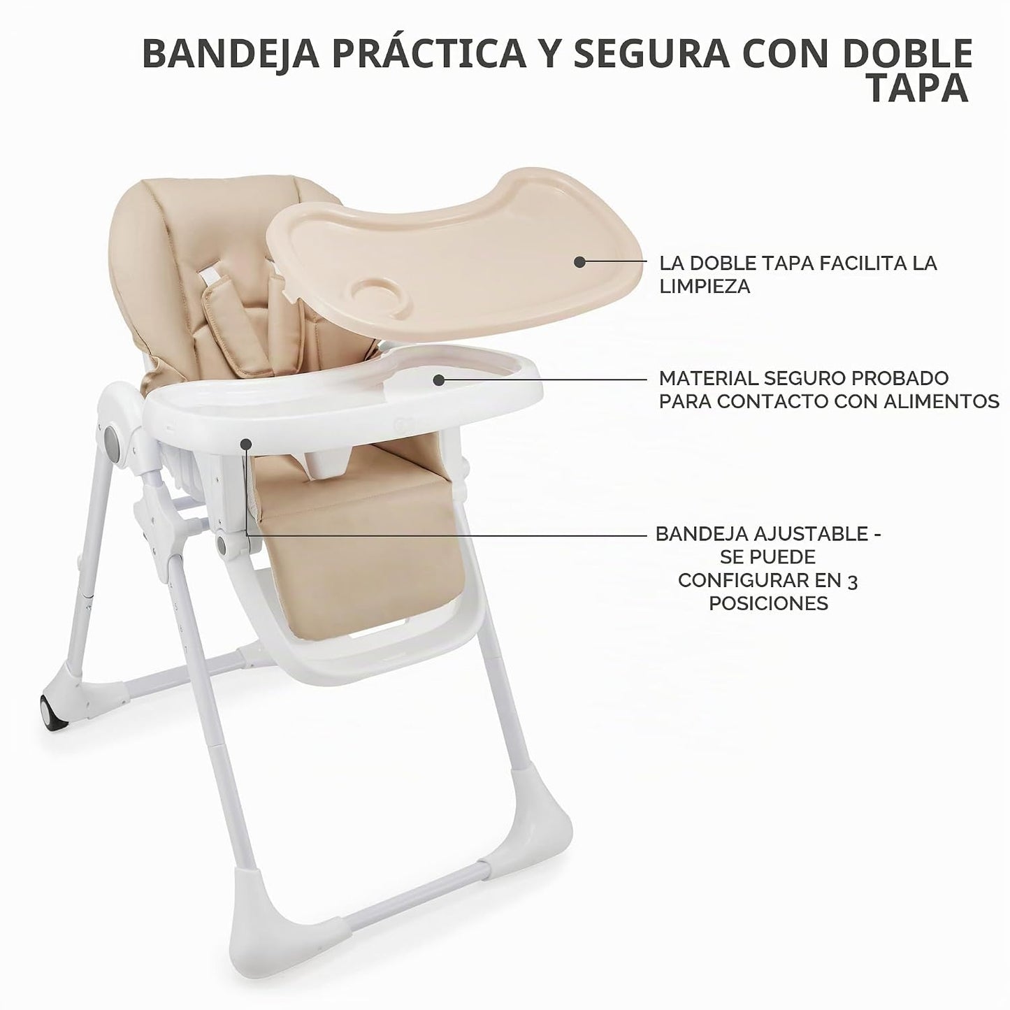 Kinderkraft Tummie, Silla alta 2 en 1, silla de bebé, ergonómica, c...