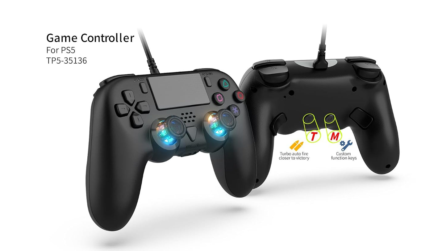 Controlador con cable GAMFAMI compatible con PS5\/PS5 Pro\/PS5 Slim...