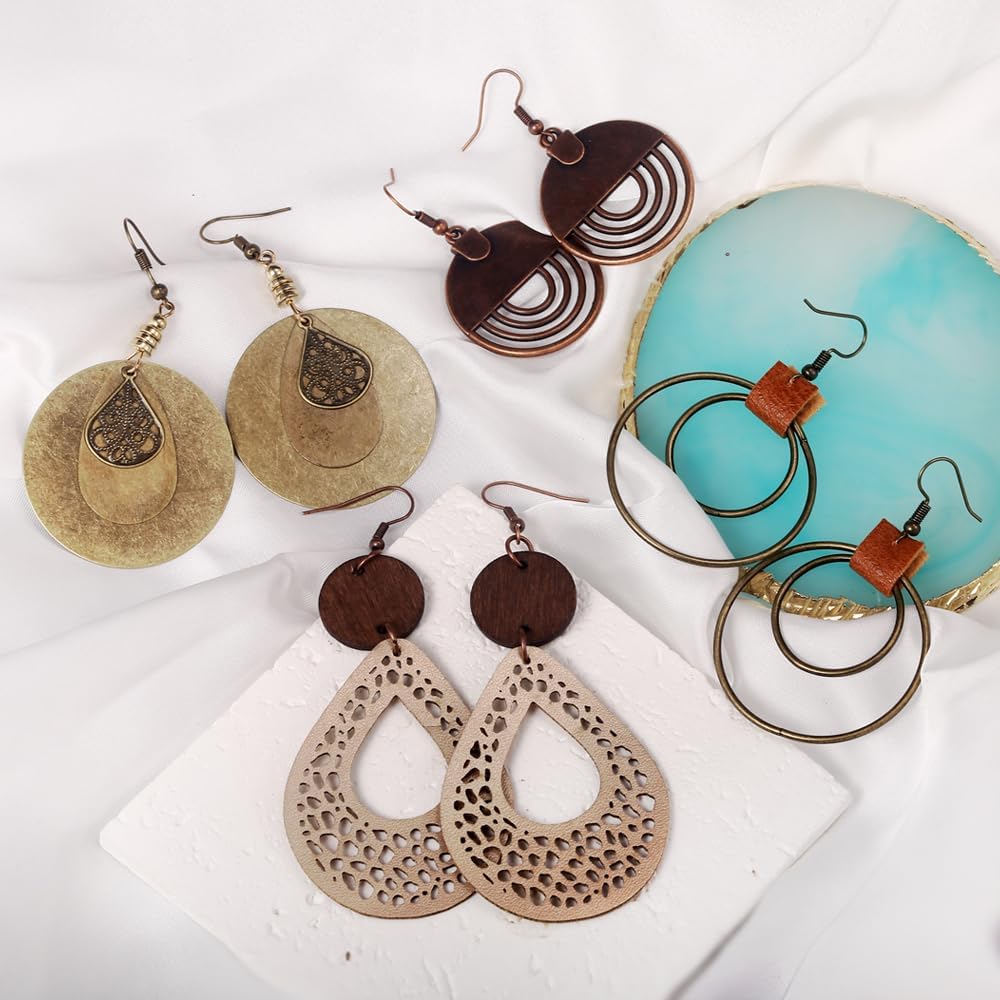 12 Pares de Aretes Colgantes de Cristal Drusa en Forma de Lágrima p...