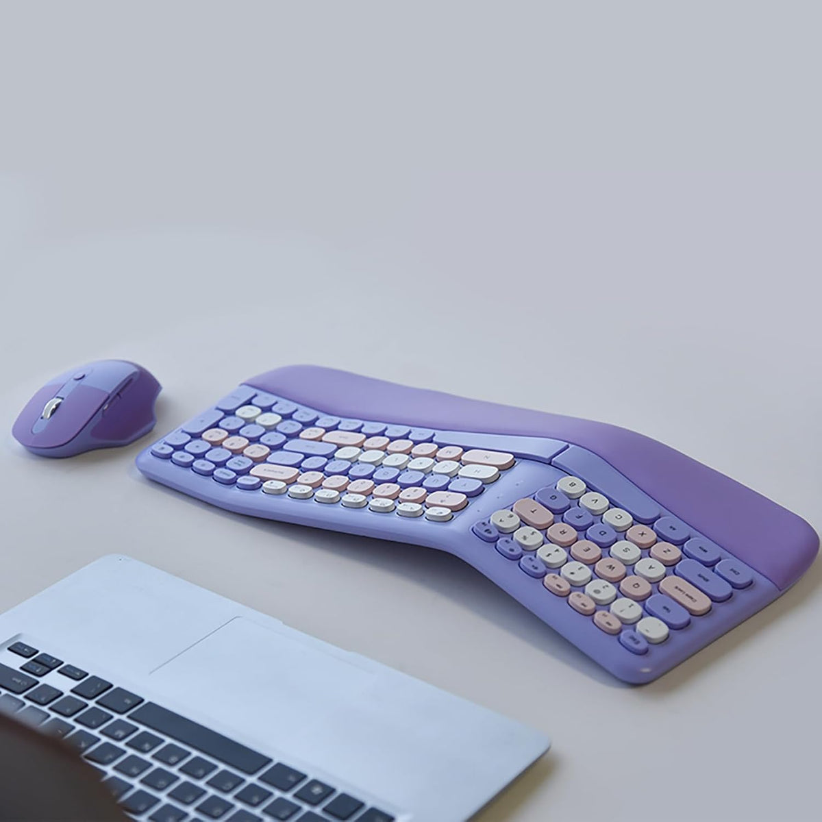 Combo de teclado y mouse ergonómico inalámbrico con reposamuñecas d...