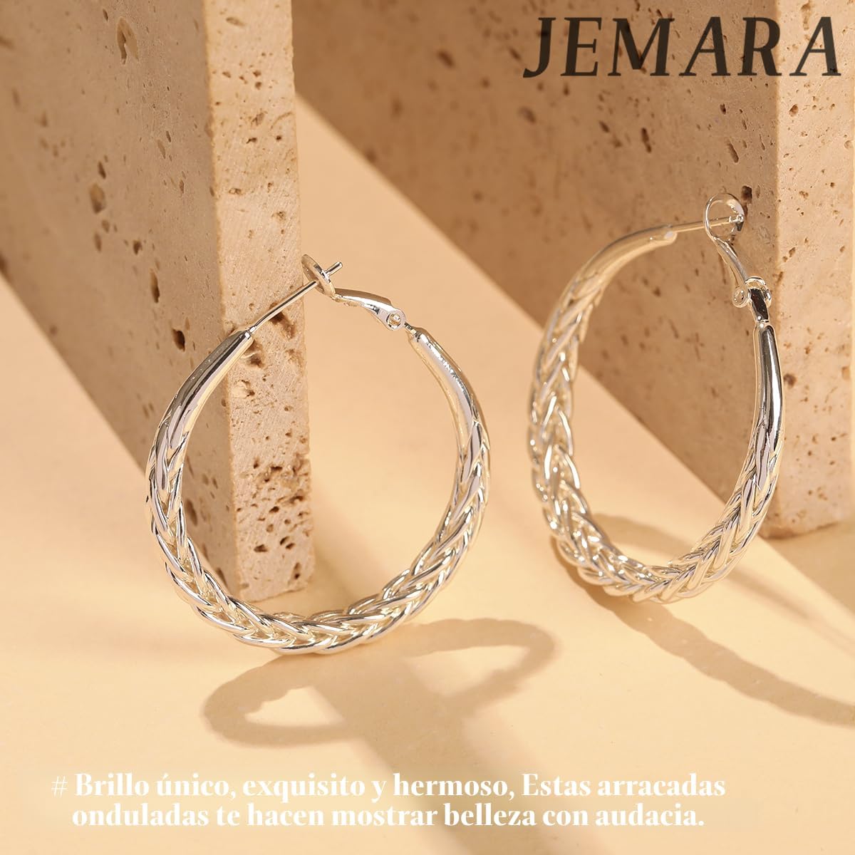 JEMARA Pendientes de Aro de Plata para Mujer a la Moda Hipoalergéni...