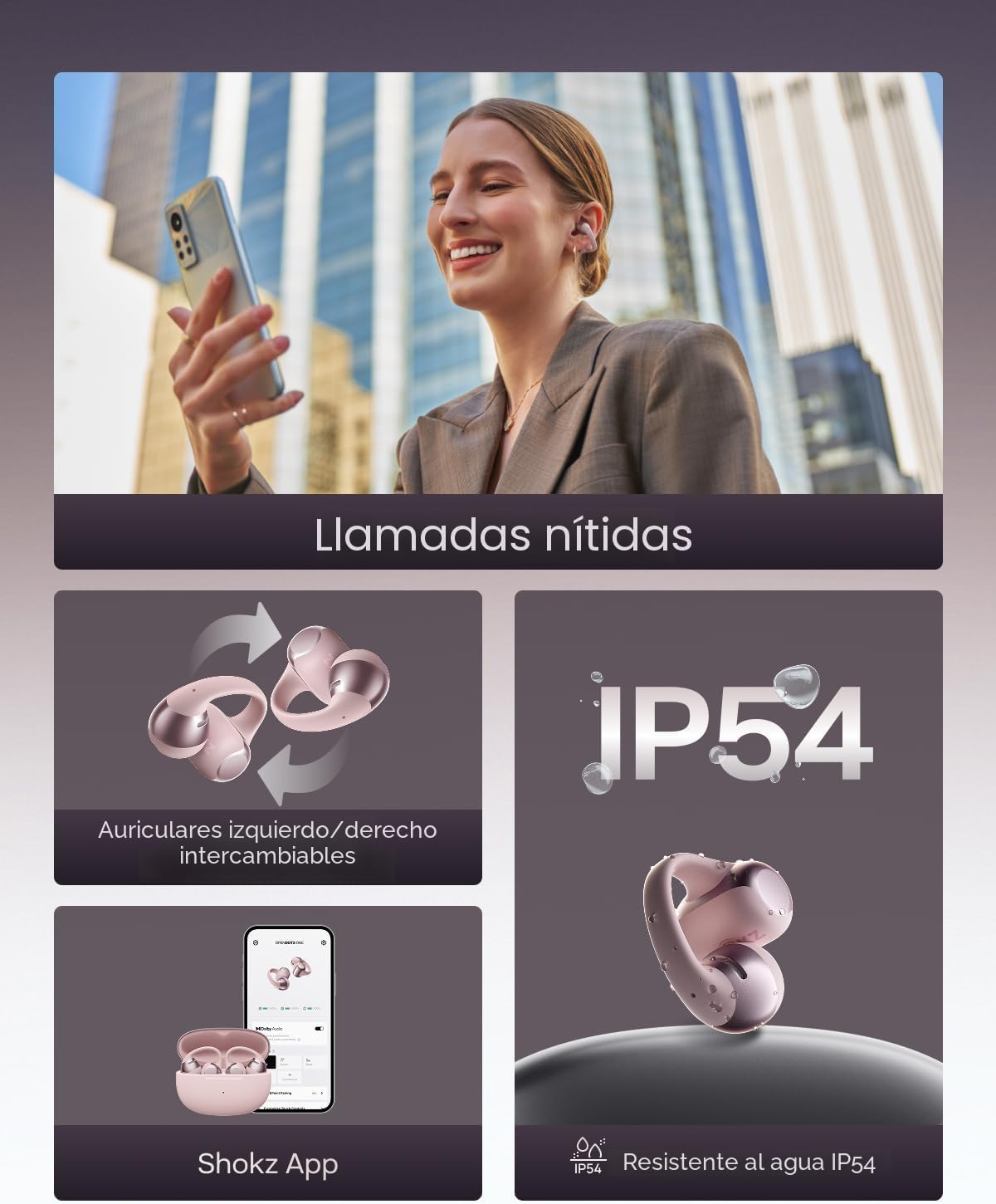 SHOKZ OpenDots ONE - Auriculares de oído abierto, Auriculares de cl...
