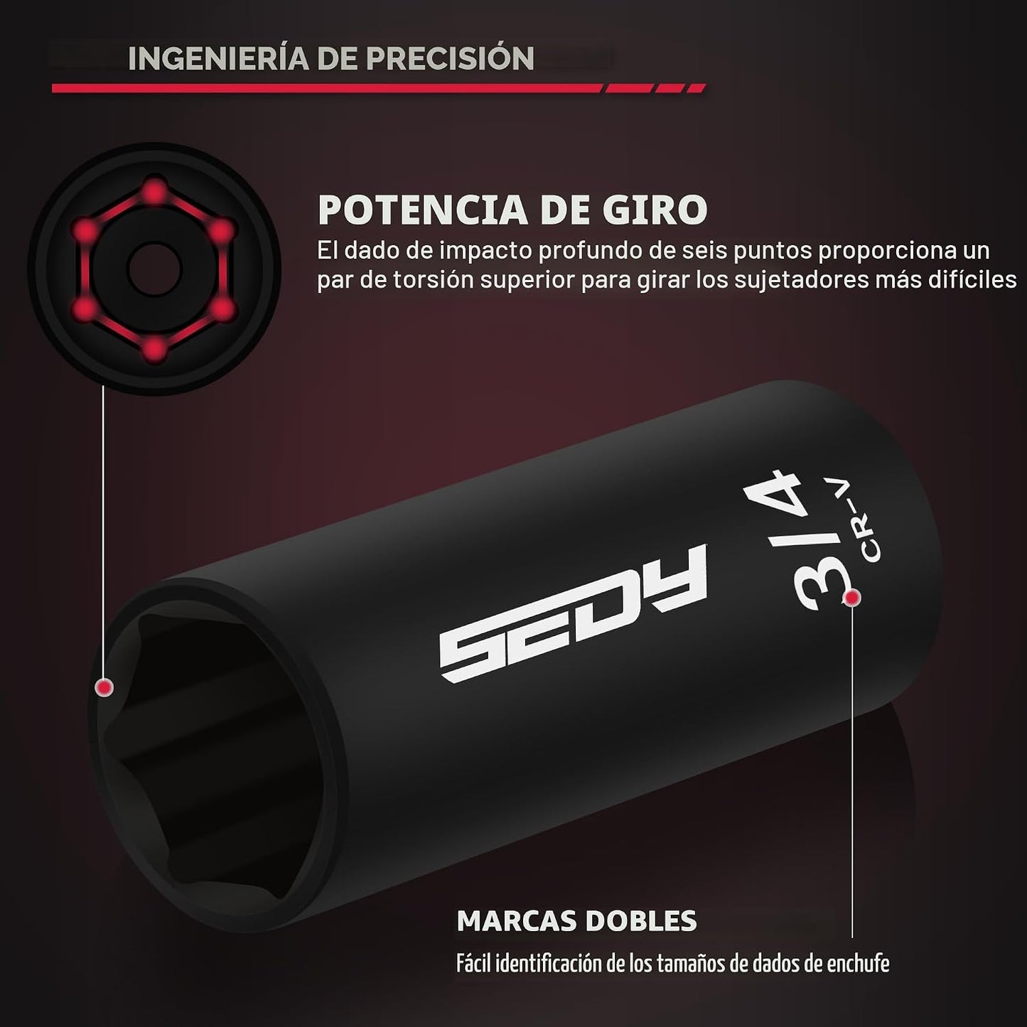 Juego de llaves de vaso de impacto de 3\/8" - 49 piezas SAE (5\...