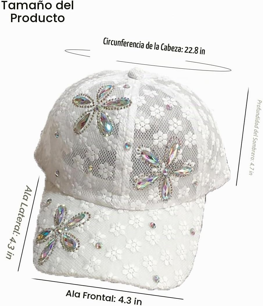 Gorra de béisbol con incrustaciones de diamantes de imitación brill...