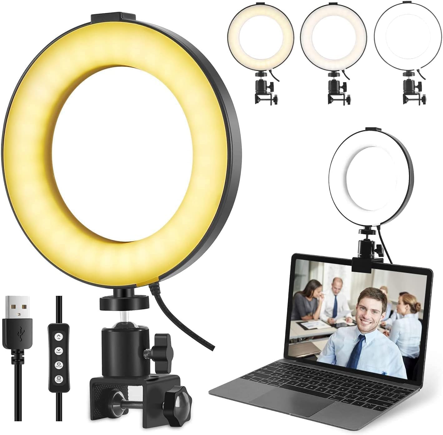 Kit de iluminación para videoconferencia, luz de anillo con clip pa...
