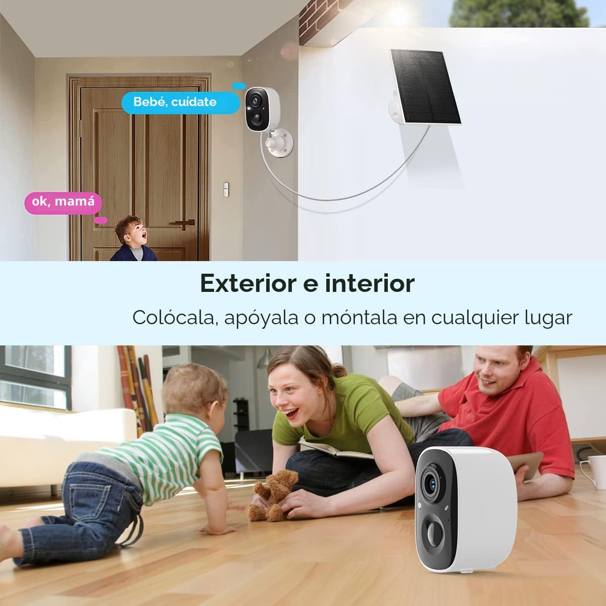 GMK Paquete de 2 cámaras de seguridad solares inalámbricas para ext...