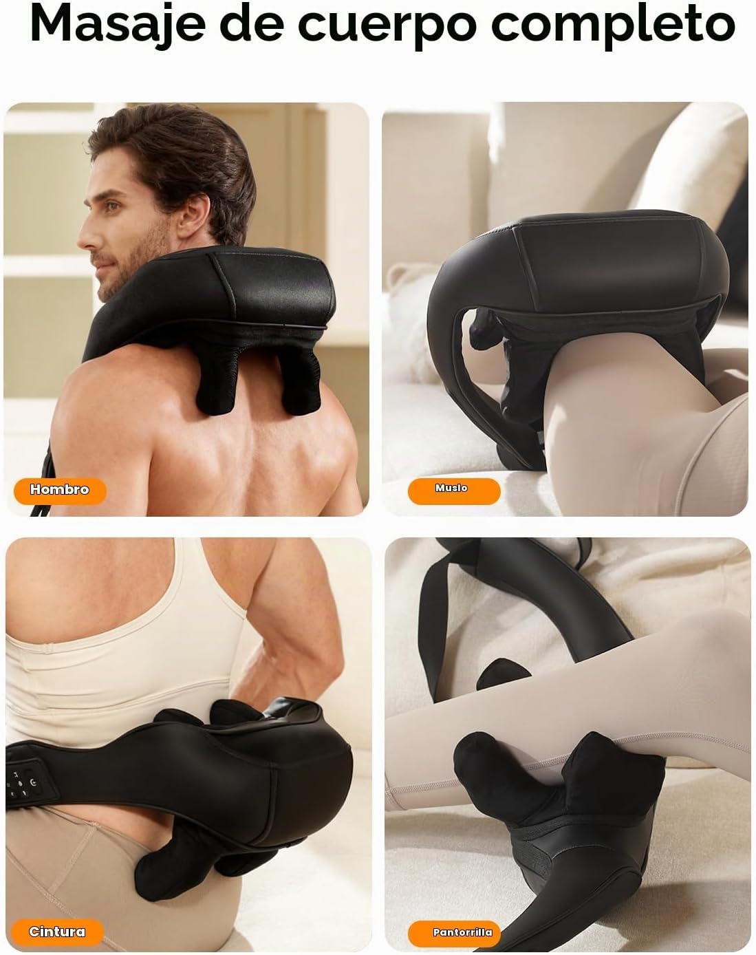 Shiatsu Masajeador de cuello con calor para aliviar el dolor de tej...
