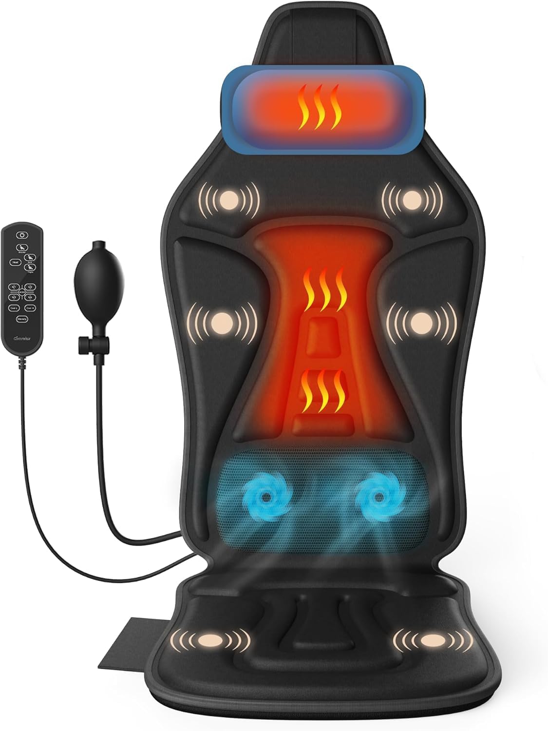 comrelax Masajeador de espalda vibratorio para silla con calor y re...