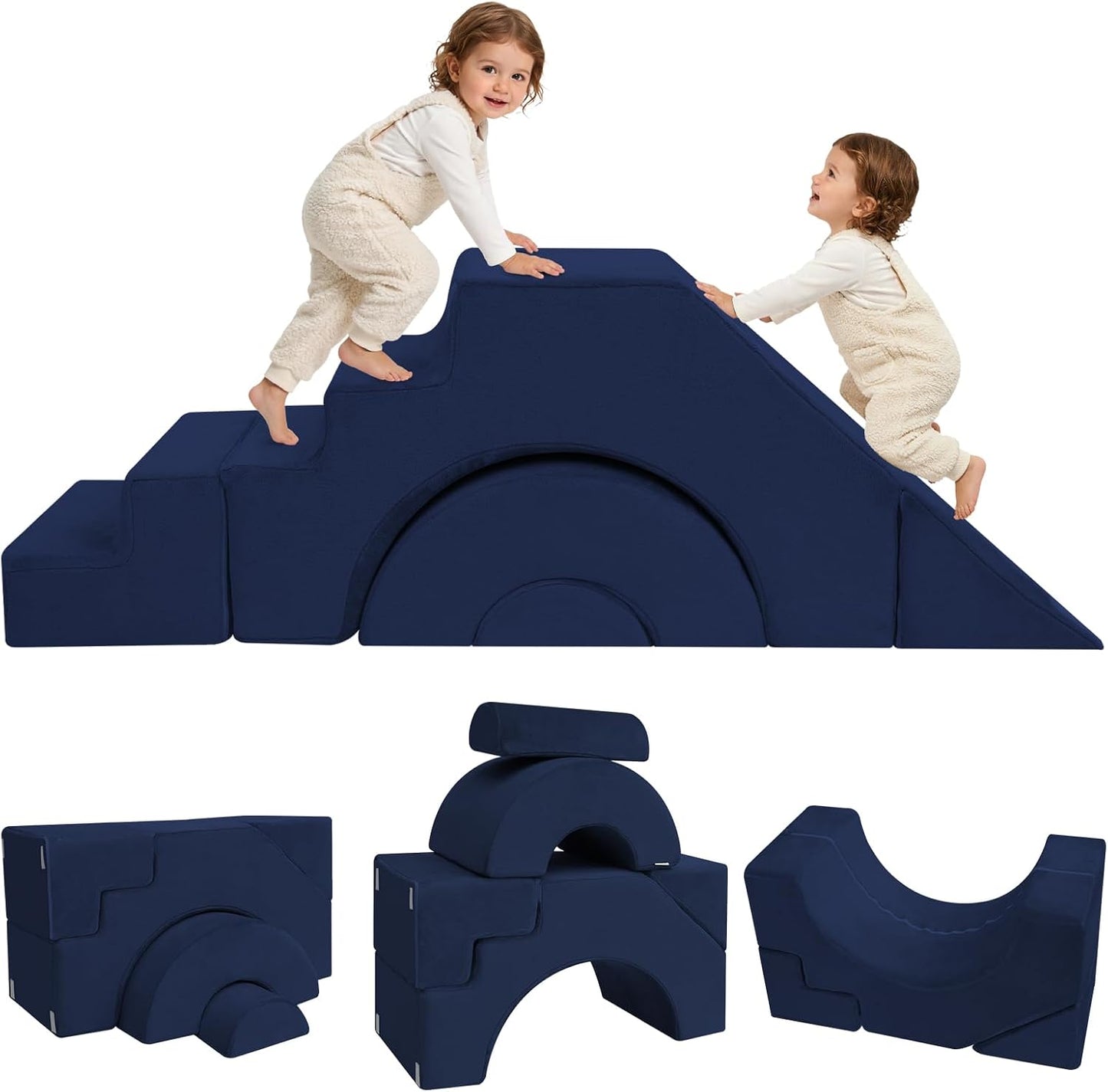 MeMoreCool Sofá infantil con tobogán y escalera, sofá de espuma con...