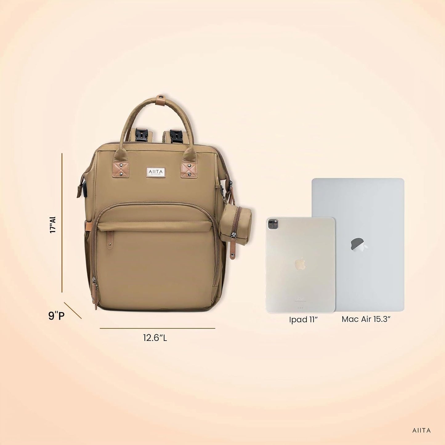 AIITA Mochila para Pañales, Bolsa de Pañales Multifunción con Estac...