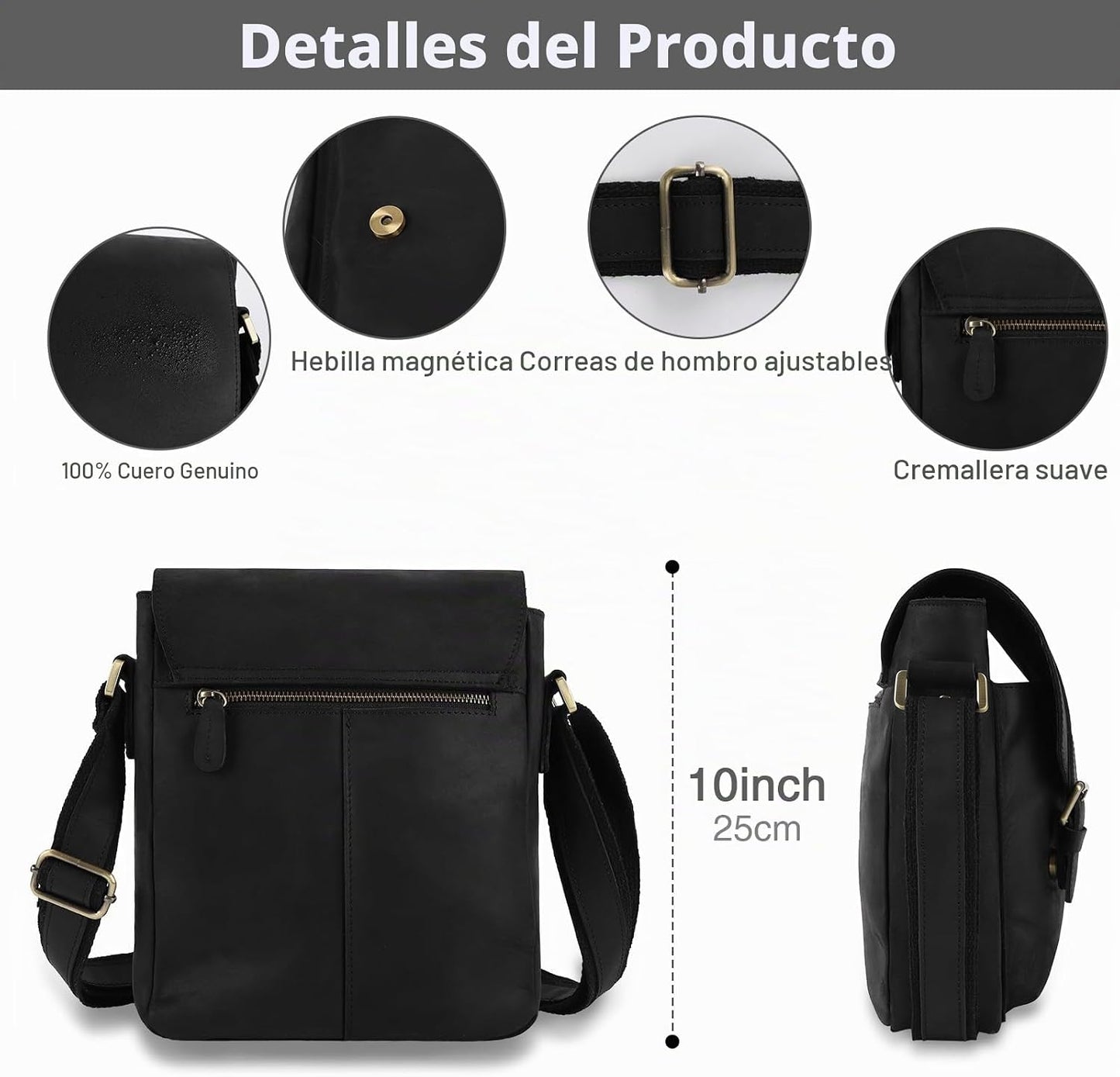 Jack&amp;Chris Bolso Mensajero de Cuero para Hombre, Bolso Bandoler...