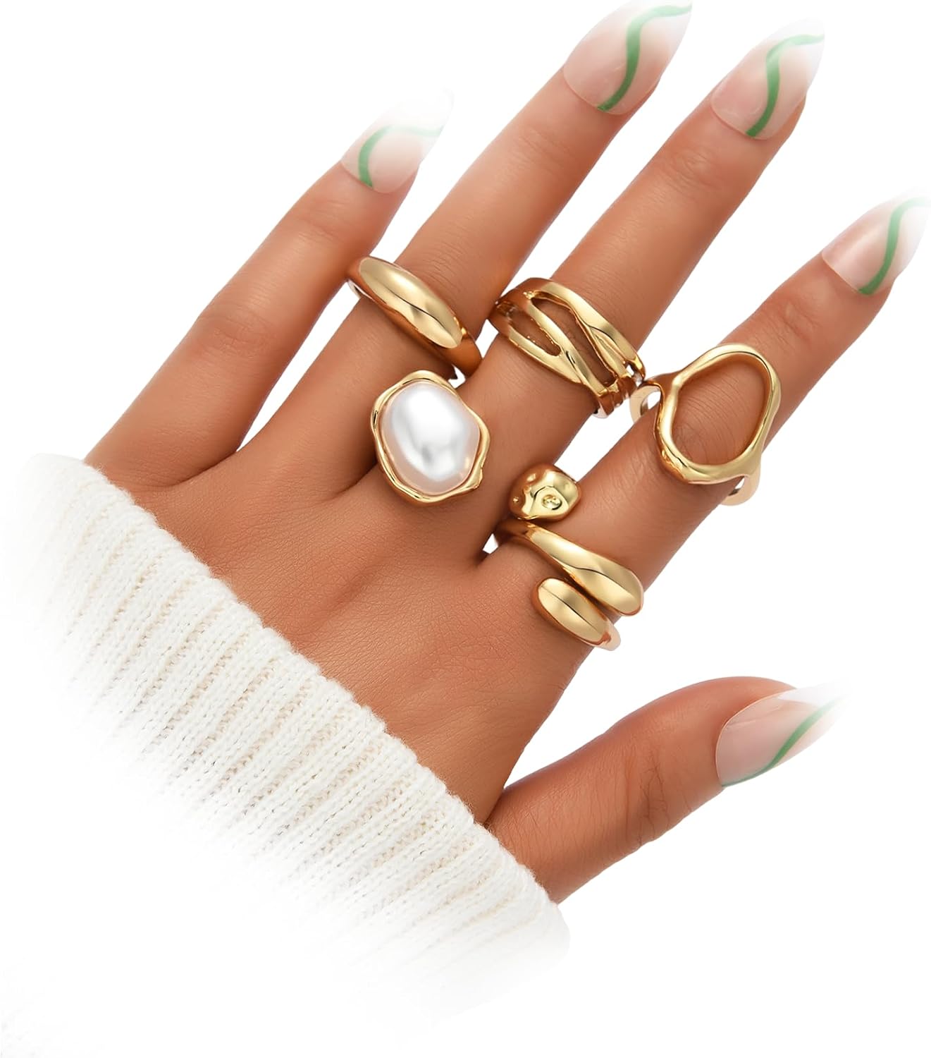 YEEZII Juego de 20 anillos dorados para mujer, anillos de dedo midi...