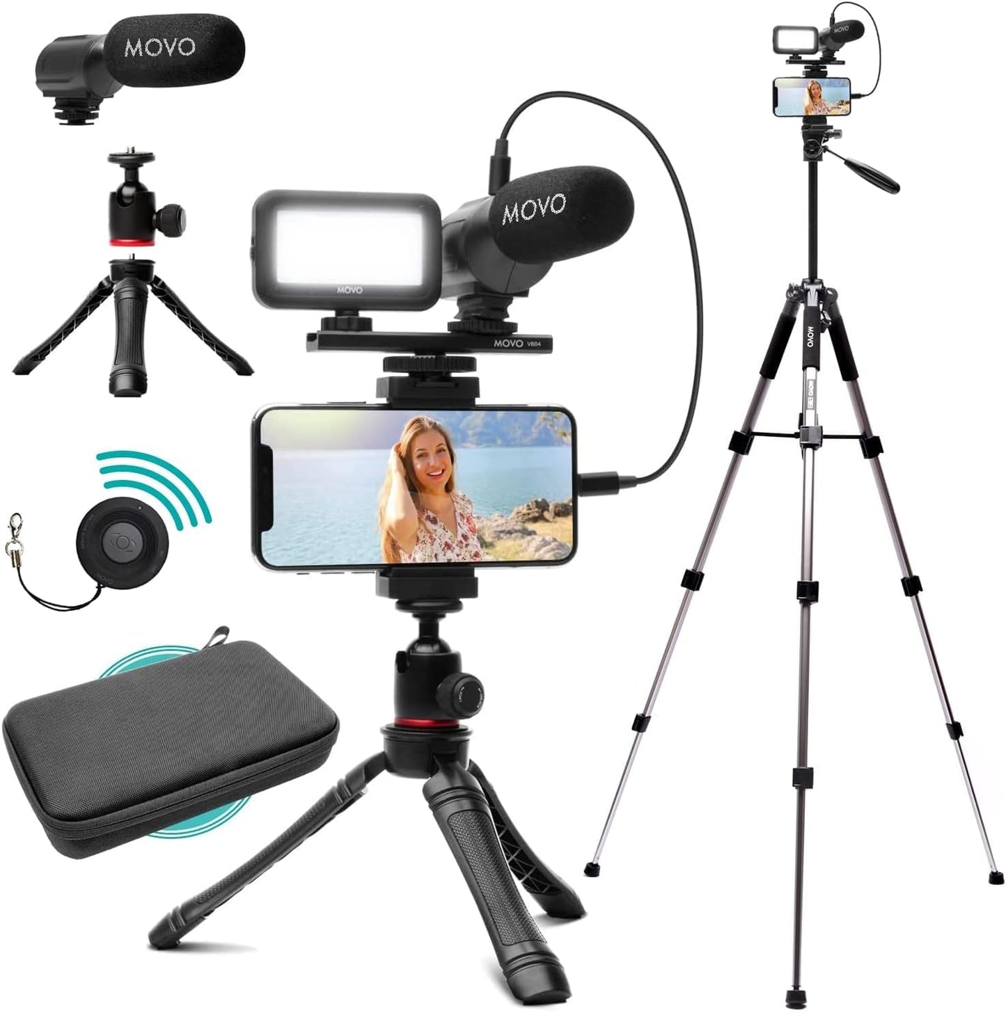Movo iVlogger - Kit de vlogging para iPhone con trípode de tamaño c...