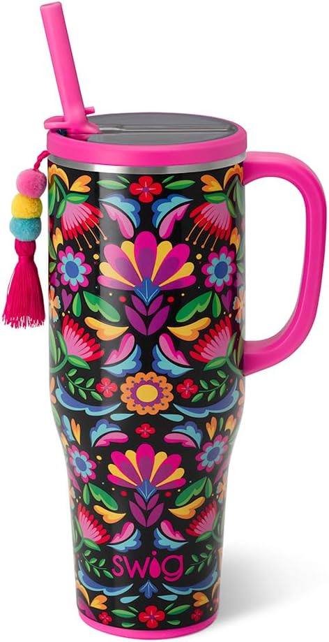 Swig Life - Taza Mega aislada de 40 onzas con asa y pajita, Calient...
