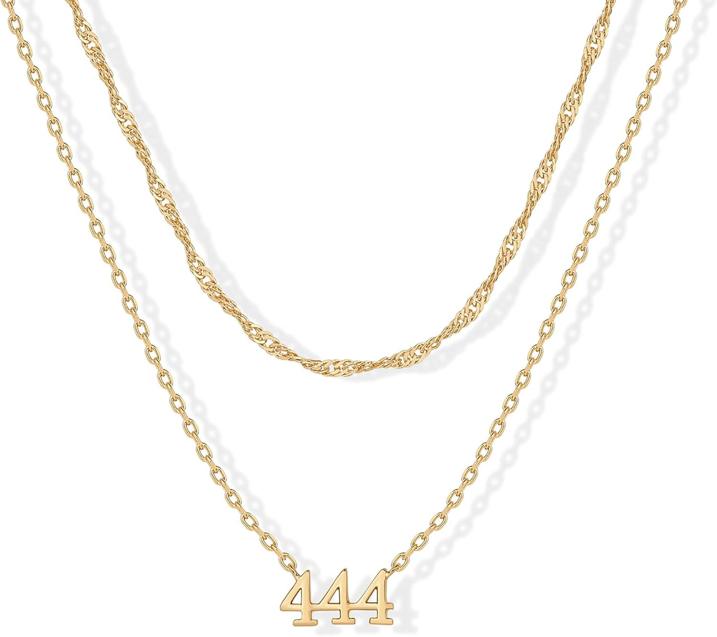 PAVOI - Collar con colgante de número de ángel chapado en oro de 14...