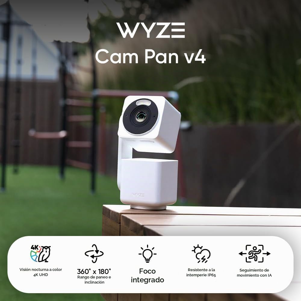 WYZE Cam Pan v4 (paquete de 2), sistema de cámara de seguridad inte...
