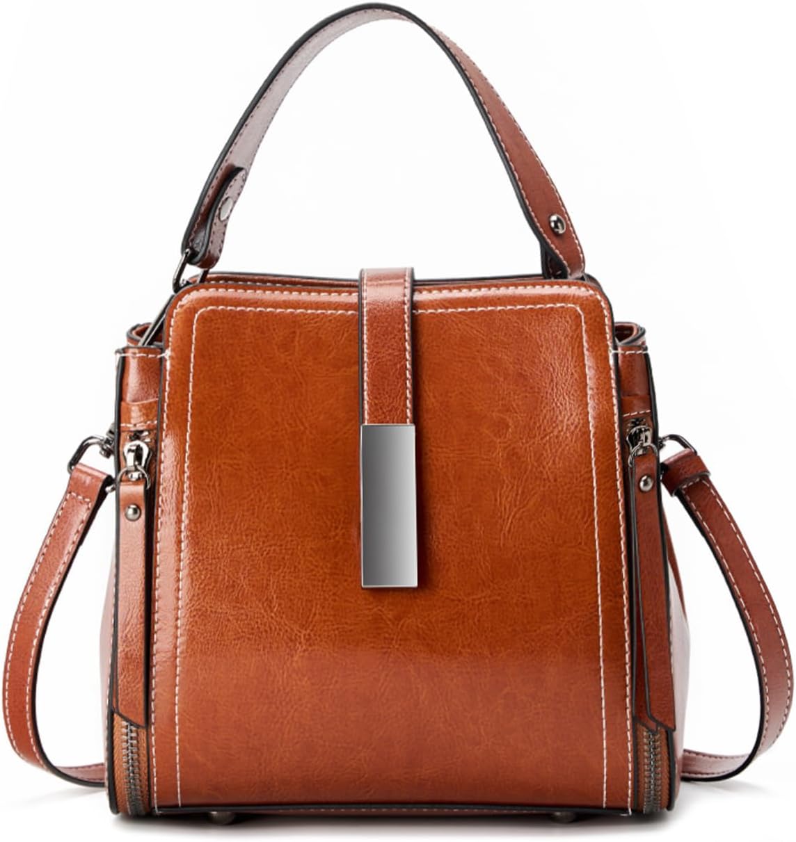 MoreFarther Bolsos cruzados de cuero genuino para mujer, bolsos de...