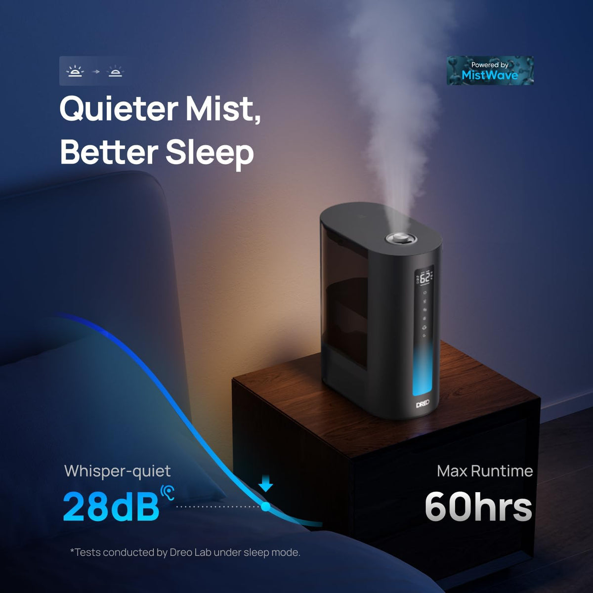 DREO Humidificadores inteligentes de 6L para dormitorio, niebla cál...