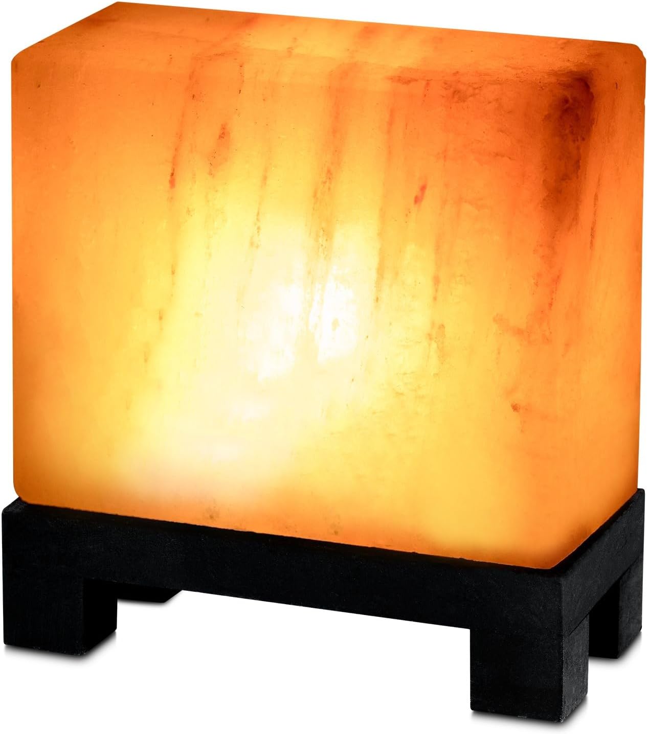 UMAID Lámpara de sal del Himalaya rectangular, lámpara de roca rosa...