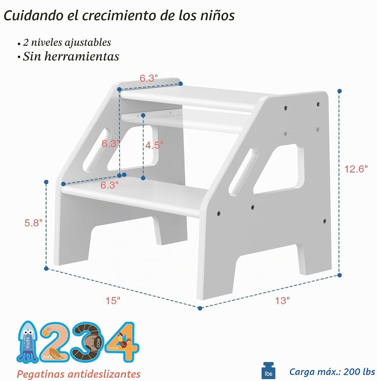 Taburete blanco de 12.6 pulgadas para lavabo de baño, taburete de 2...