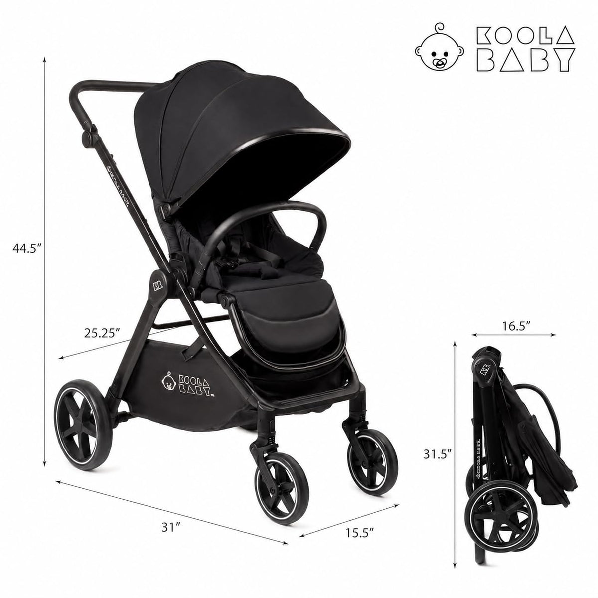 KOOLABABY Cochecito de bebé reversible \u2013 Cochecito plegable co...