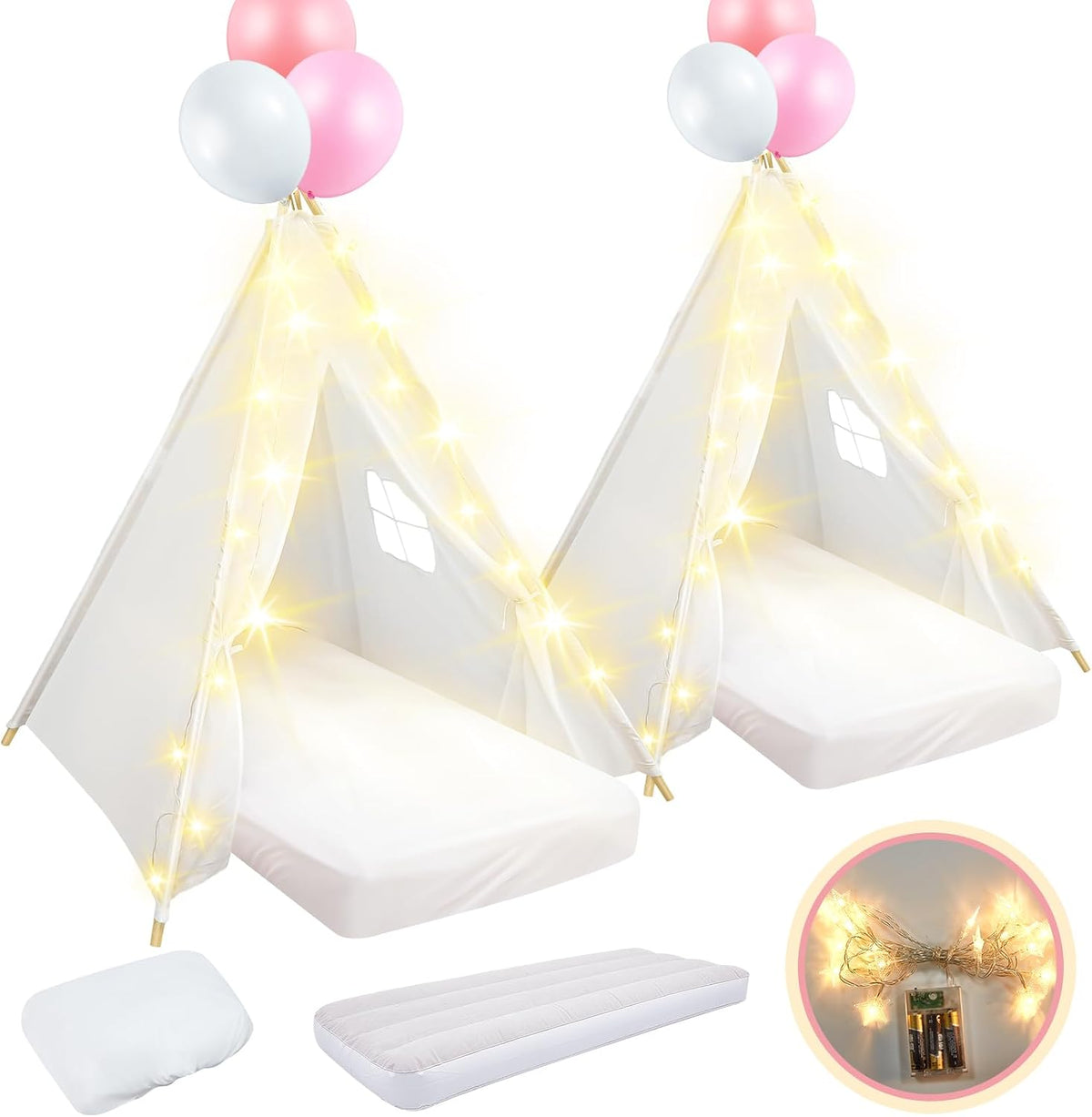 Lemosae Paquete de 2 Tiendas Teepee para Niños con Colchón, Sábana...