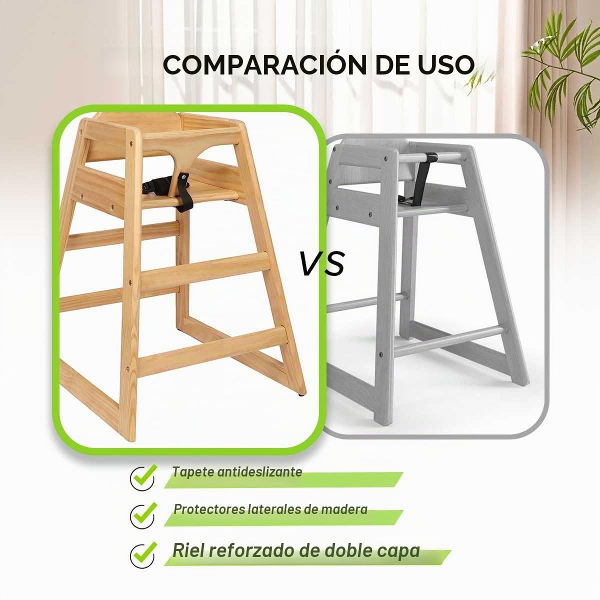 LZMS Trona de madera para bebés y niños pequeños, agradable al tact...