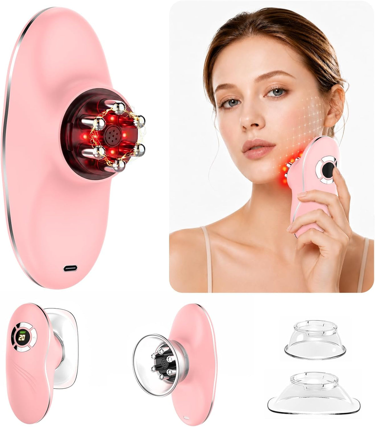Cepillo linfático eléctrico para contorno facial para mandíbula y c...