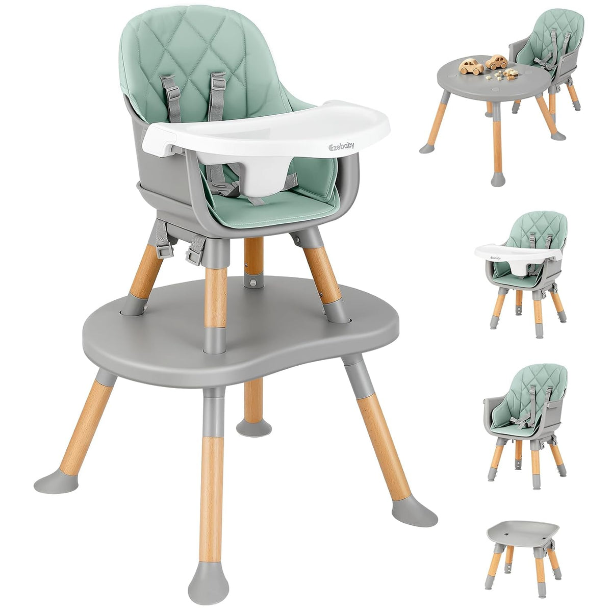 Ezebaby Silla alta convertible para bebé con mesa y asiento, silla...