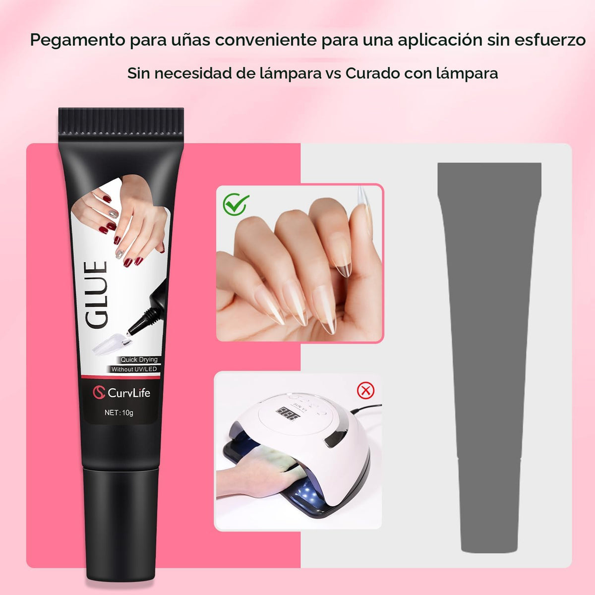 CurvLife Recientemente Actualizado Pegamento de Uñas de Secado Rápi...