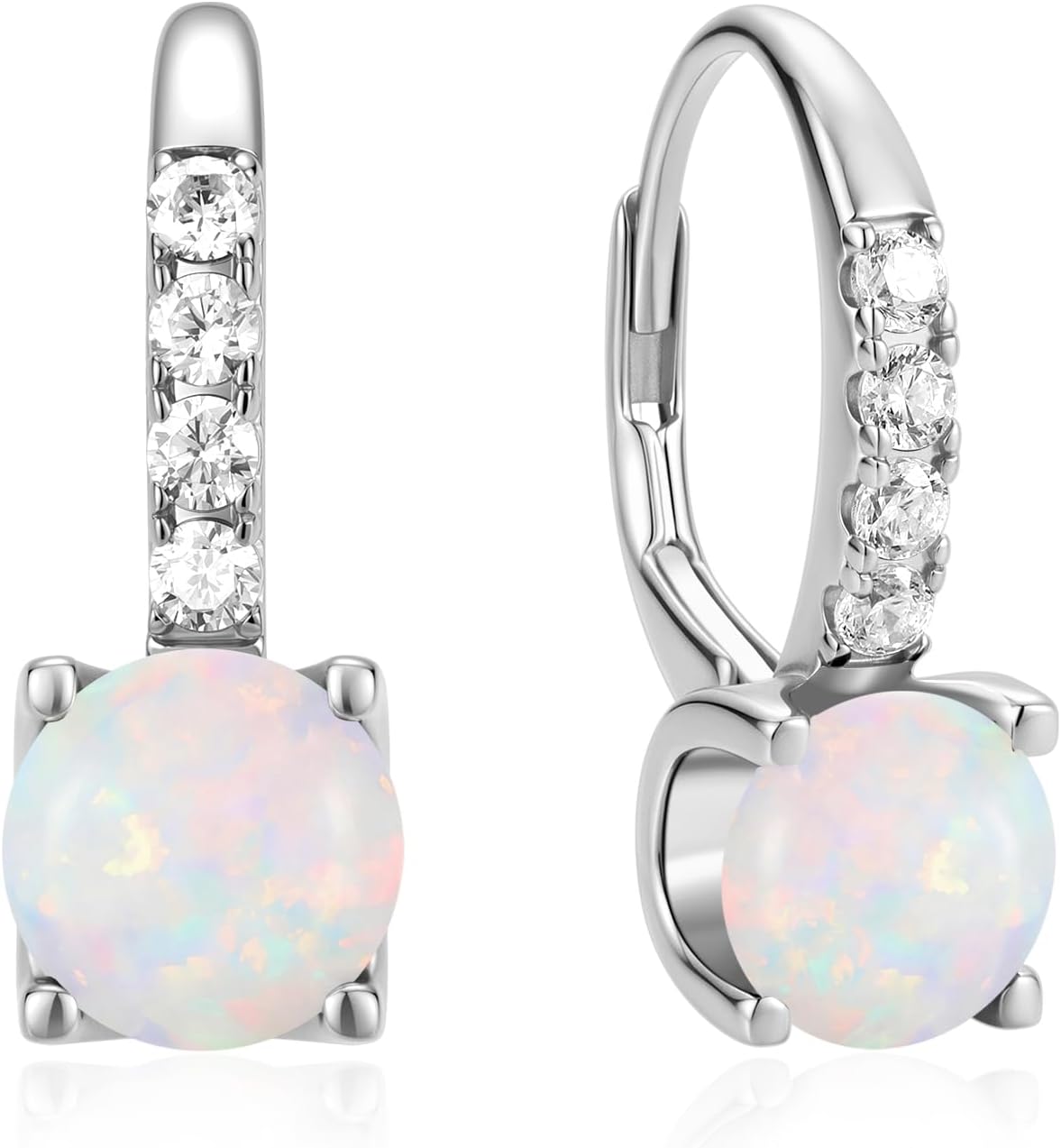 FANCIME Pendientes colgantes con piedra natal para mujer de plata d...