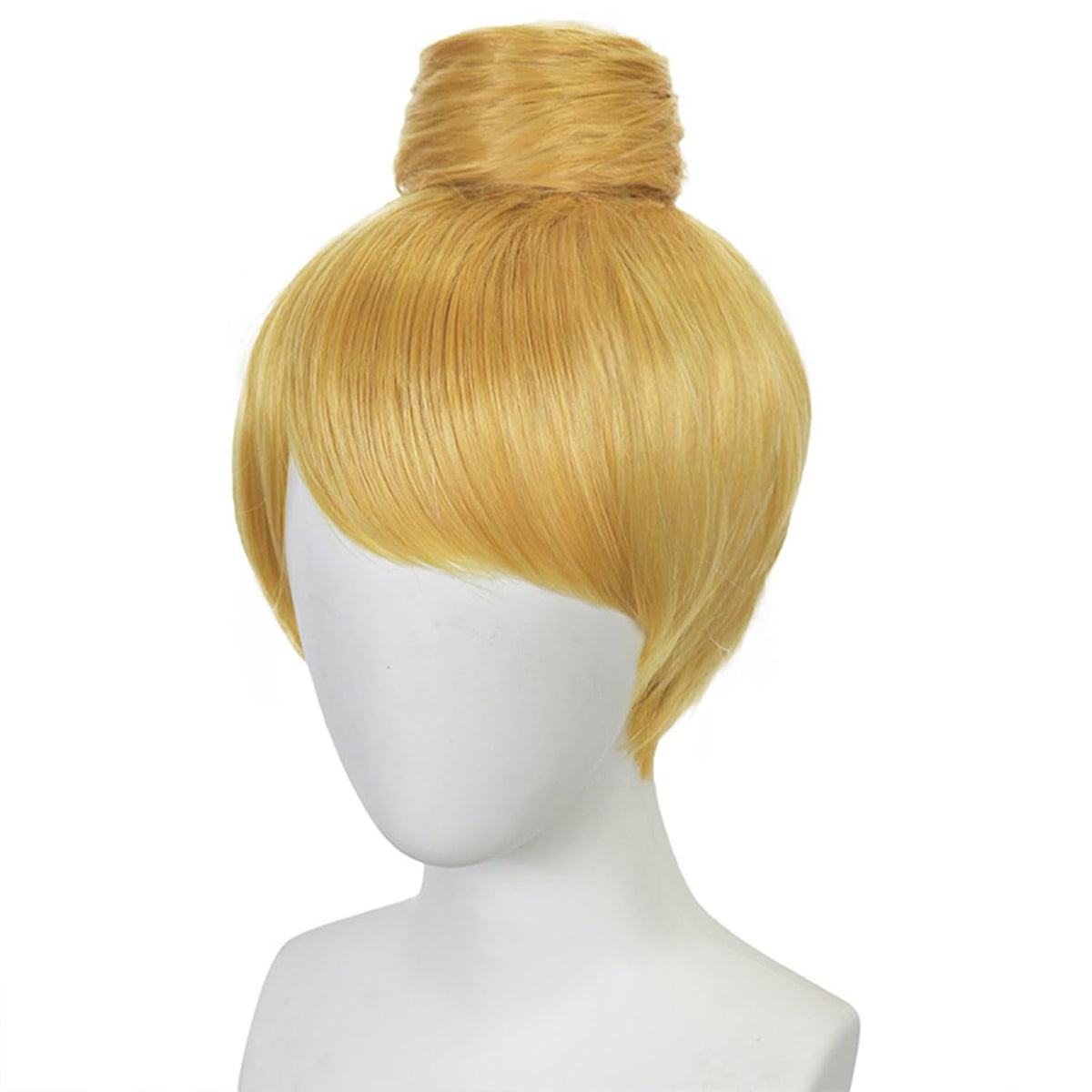 ANOGOL Peluca rubia corta con moño para mujer, pelucas doradas, pel...