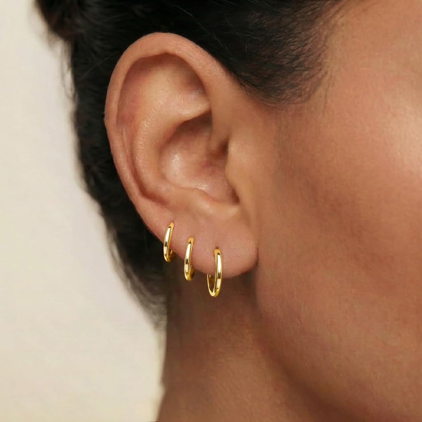 Juego de 3 pares de aretes de aro de oro para mujer, joyería de mod...