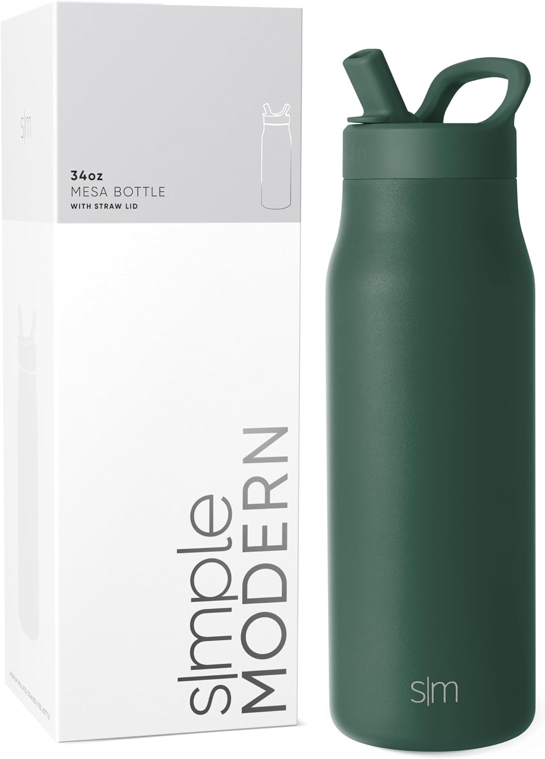 Simple Modern botella de agua con tapa con pajita | Termo de acero...