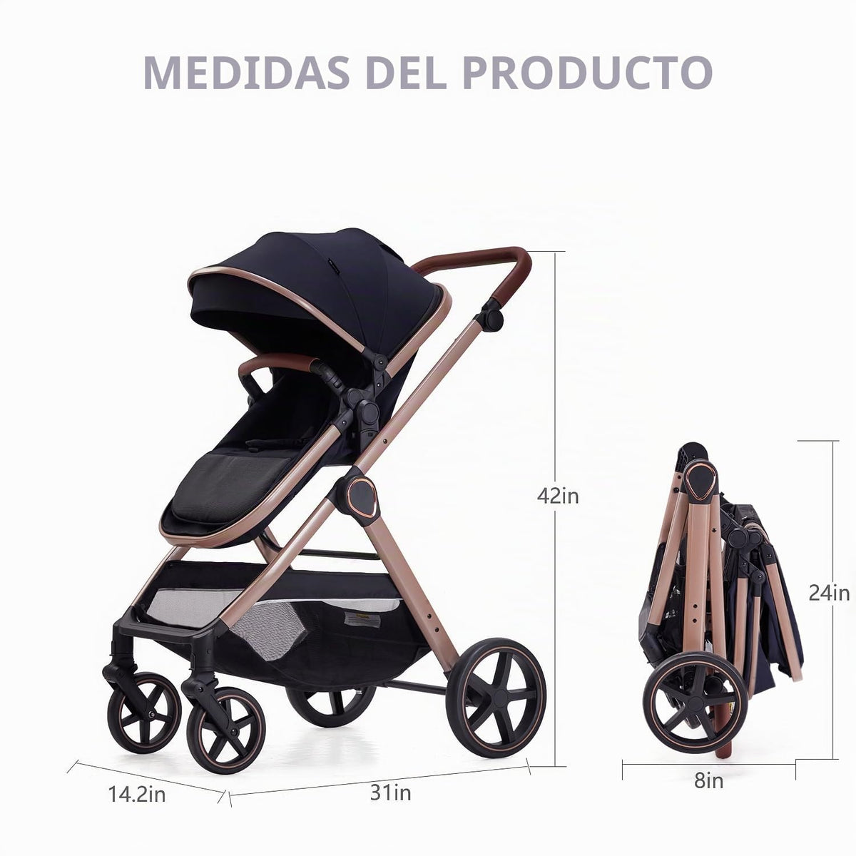 LORTSYBAB Cochecito de bebé 2 en 1, moisés convertible para recién...