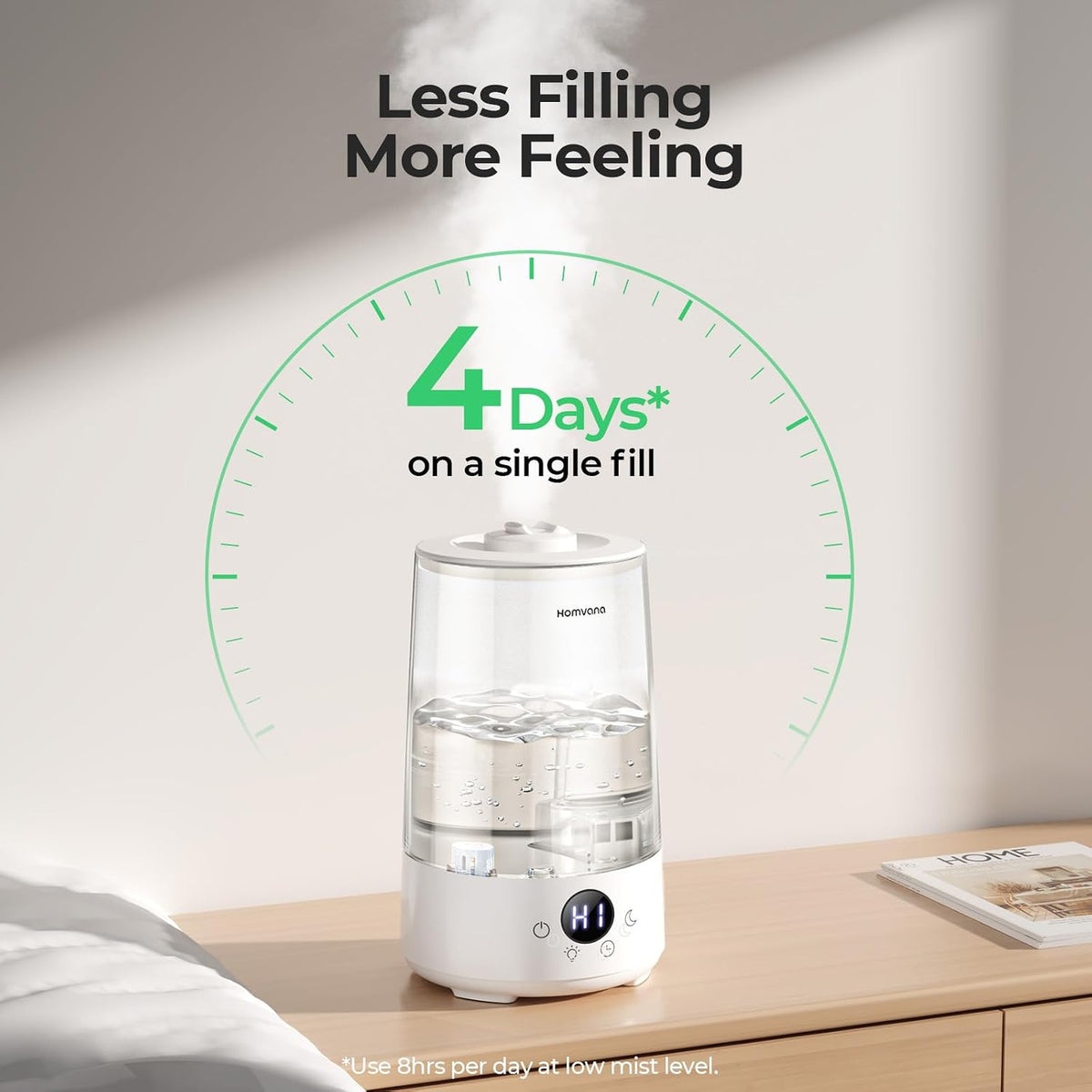 Homvana Humidificadores para dormitorio y hogar, 3.6 L de llenado s...