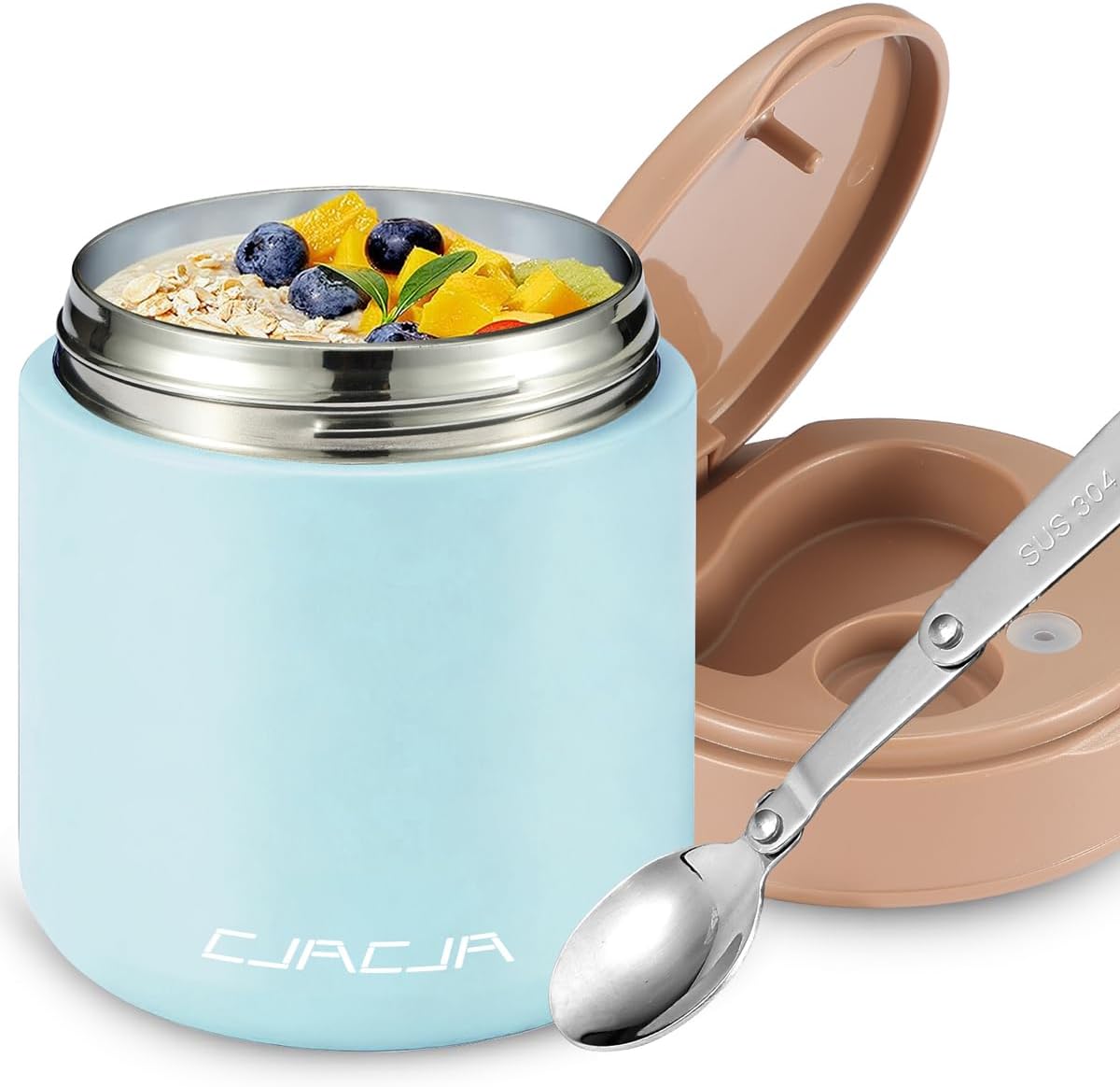Termo para niños de comida caliente - 15.2oz con cuchara plegable y...