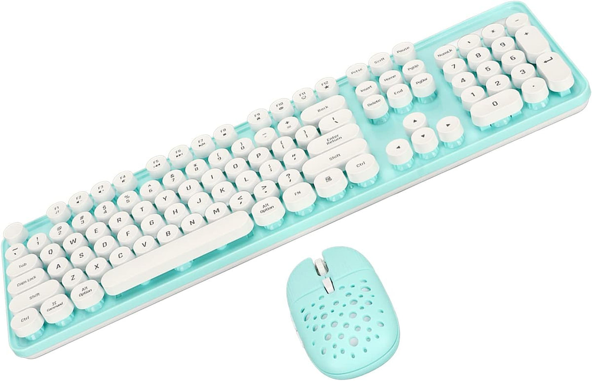 Combo de teclado y mouse inalámbricos, teclas redondas retro de 104...