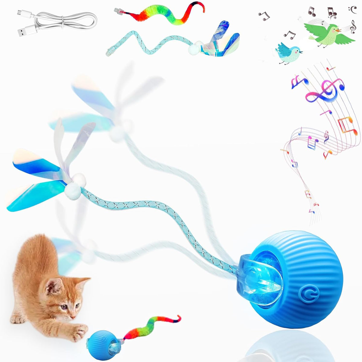 Yaruiguang Nuevo Juguete de Pelota para Gatos Mejorado - Speedy Tai...