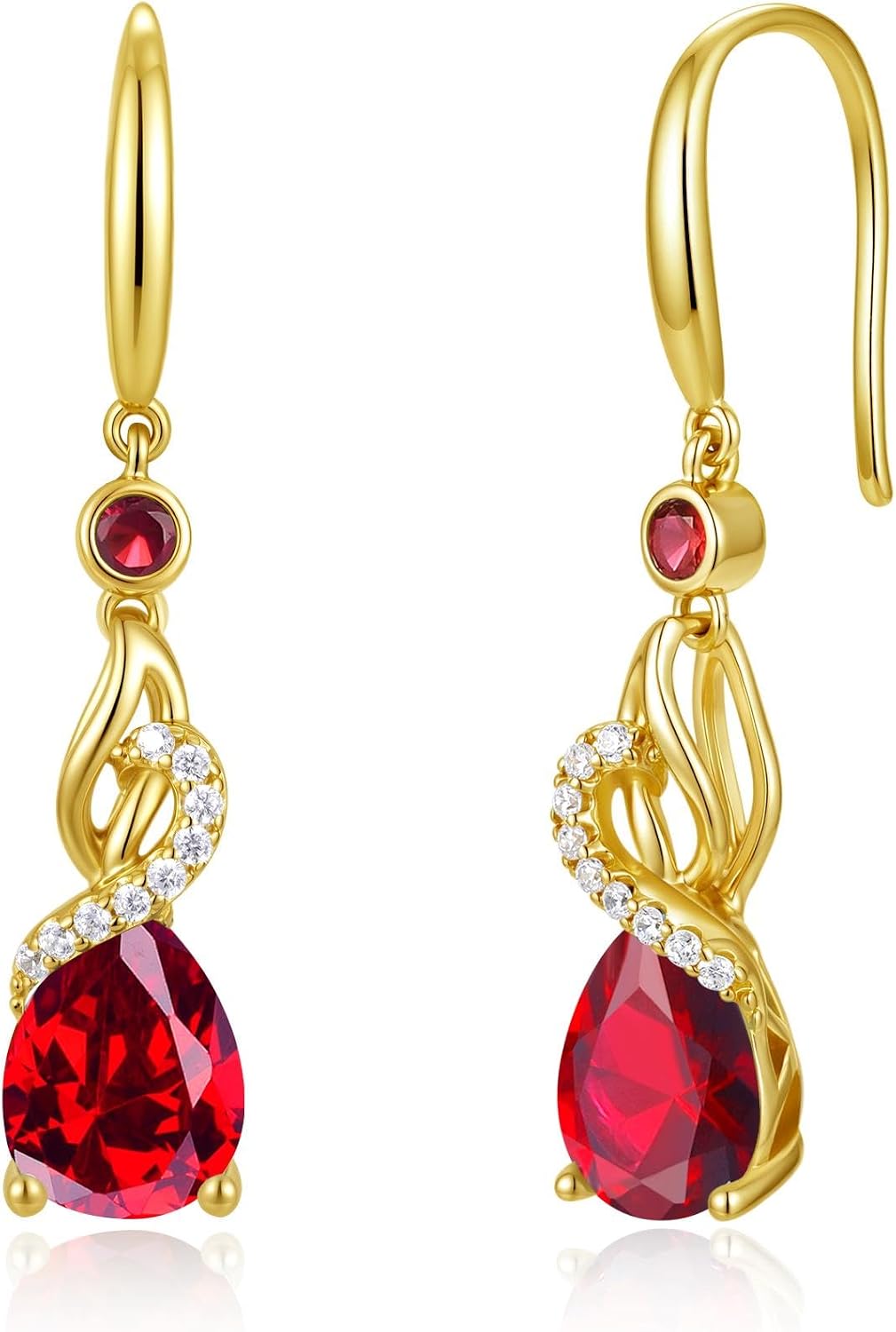 FANCIME Pendientes colgantes con piedra natal de pera para mujer de...