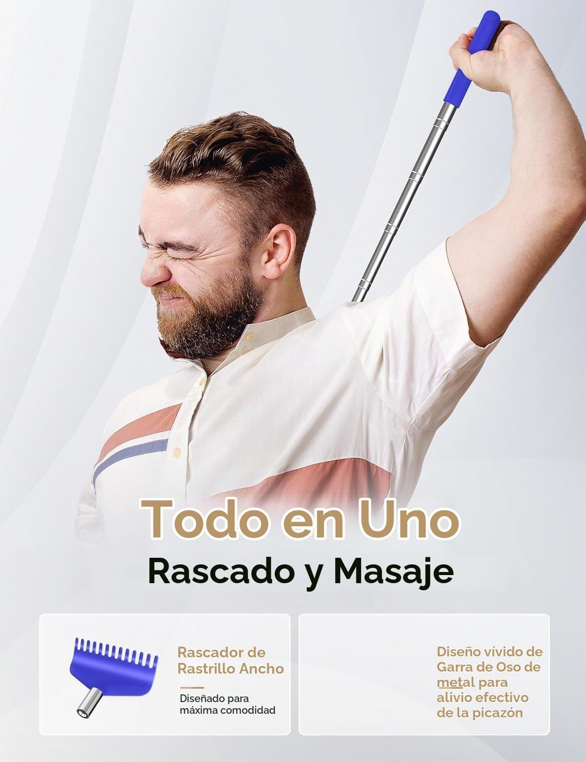 Rascador telescópico de espalda con 5 cabezas desmontables, regalo...