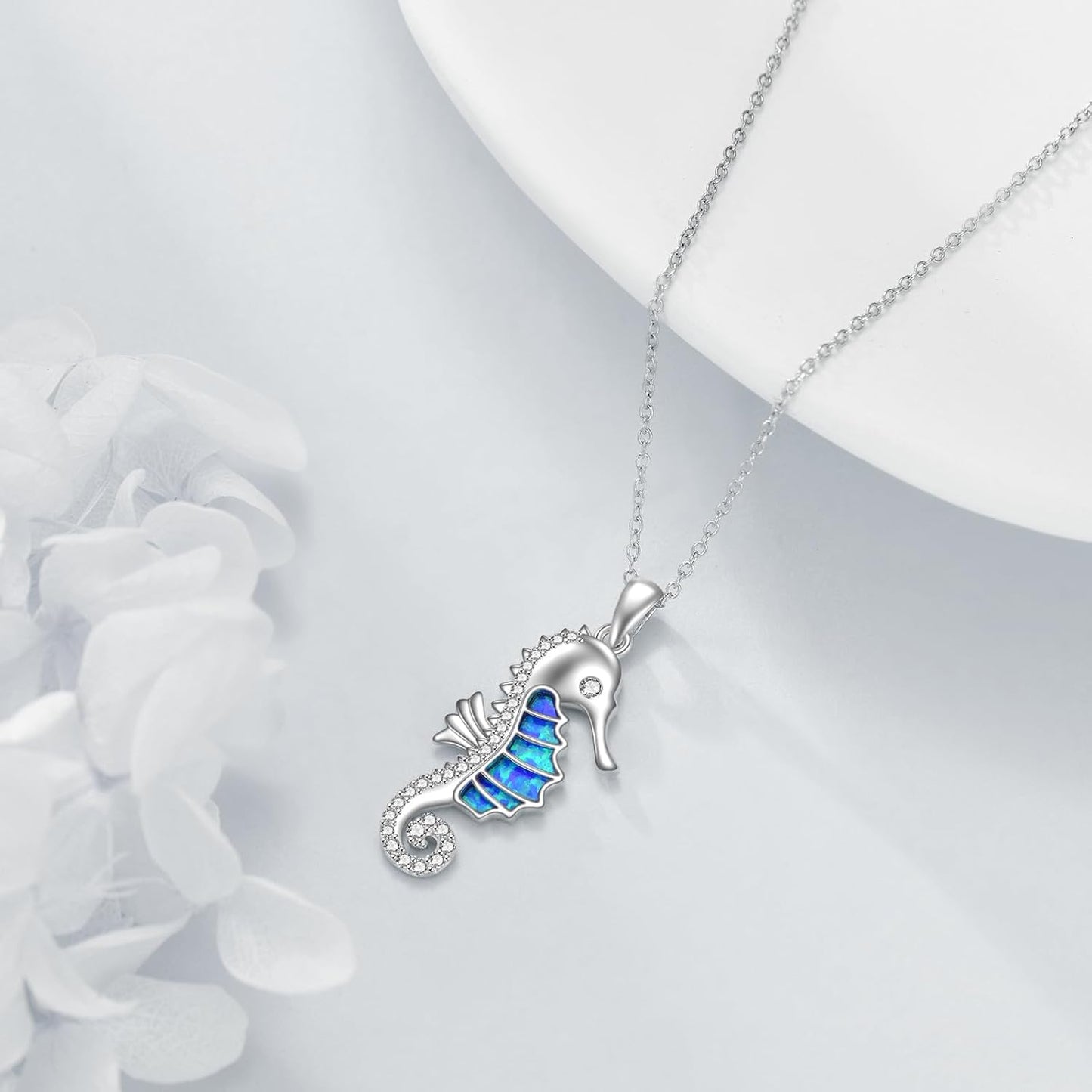 URONE Collar de plata de ley 925 con diseño de animales del océano,...