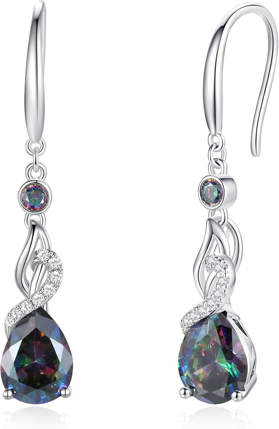 FANCIME Pendientes colgantes con piedra natal de pera para mujer de...