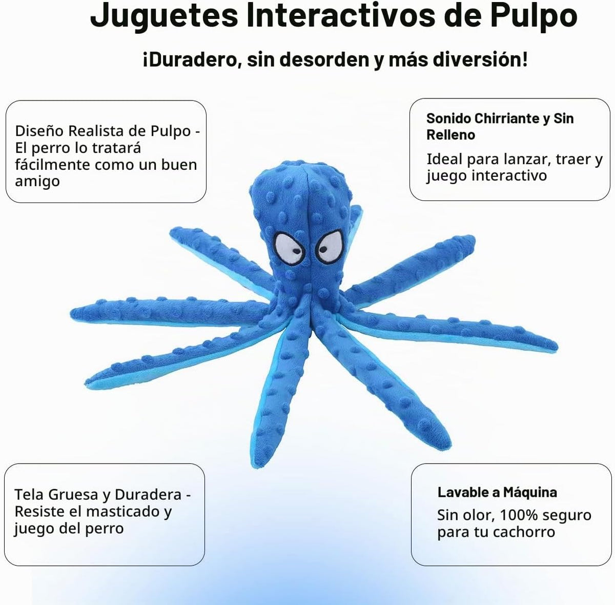 CPYOSN Paquete de 2 juguetes para perros de pulpo, sin relleno, chi...
