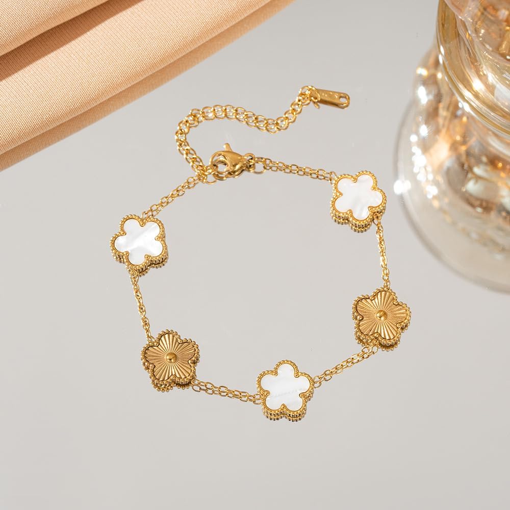 Ntutrxk Pulseras de oro para mujer - 4 piezas\/3 piezas, juego de p...