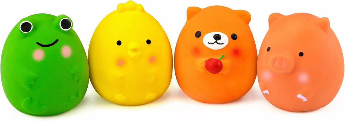 CHIWAVA 4PCS 2.4" Squeak Latex Puppy Toy Funny Animal Sets para...