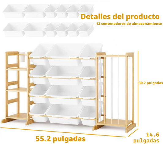 Organizador de almacenamiento de juguetes con estantería y almacena...