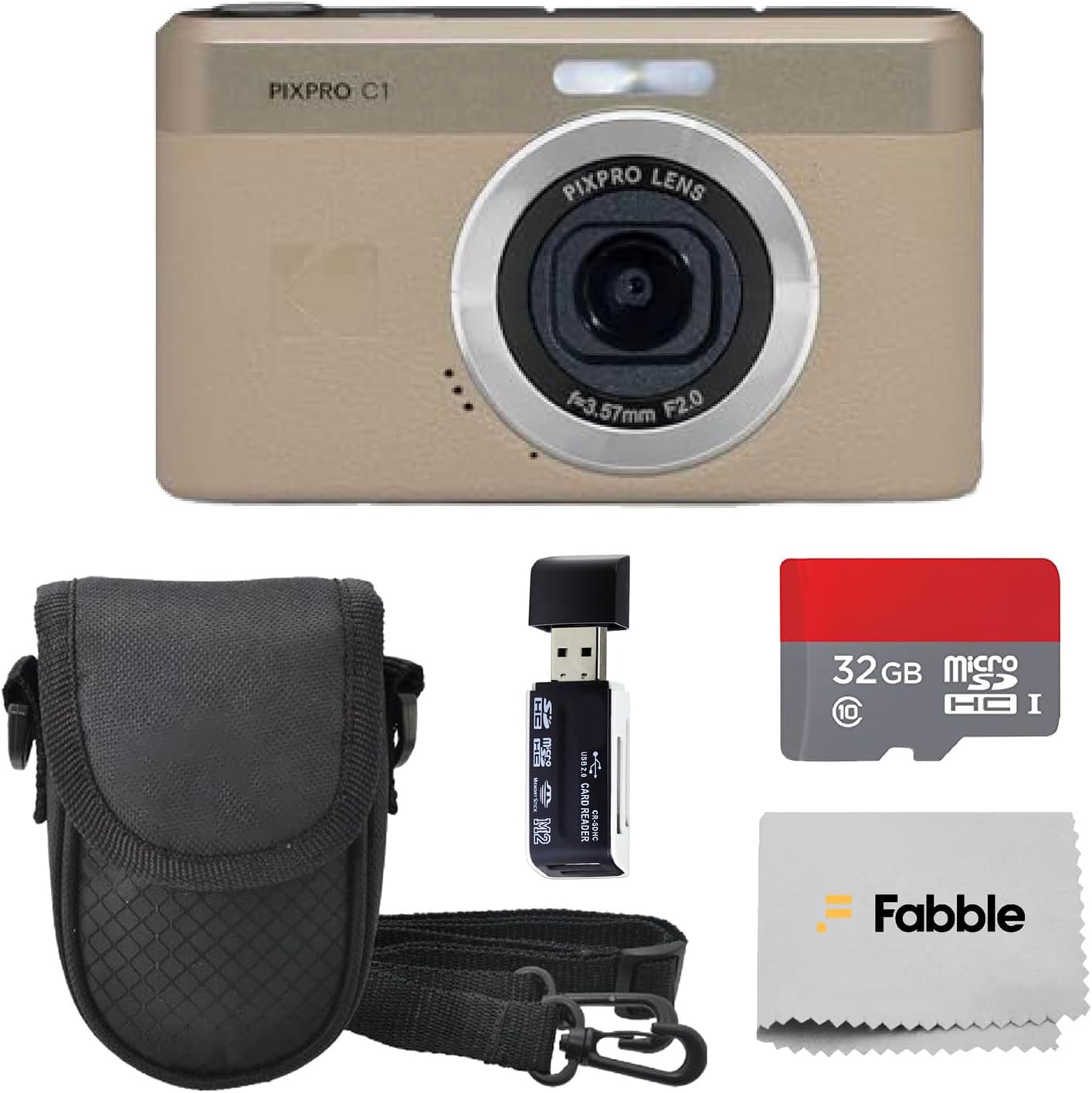 Kodak PIXPRO C1 Cámara Digital Compacta (Marrón Claro) Paquete con...