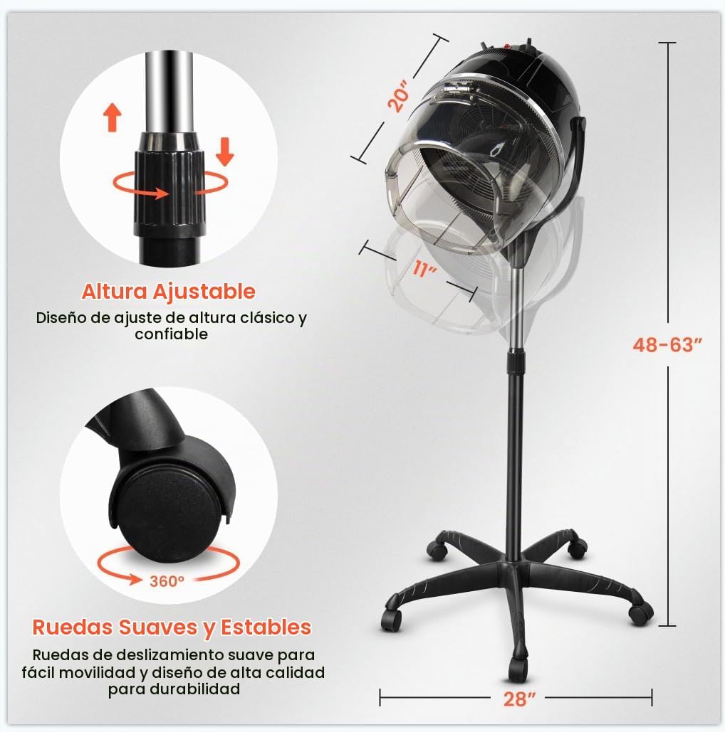 TASALON Soporte profesional con capucha para secador de pelo con te...